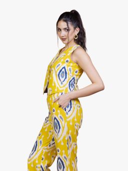 ZLAATA - Yellow Ikat Cotton Waiscoat