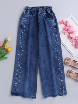 Bright Star Kids Wear - Blue Embellished Jeans