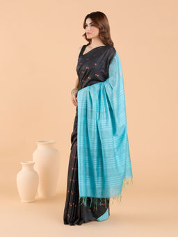 Likha - Bhagalpuri Festive Dual Tone Zari Weave Blue Saree with Unstitched Blouse - LIKFESSAR02