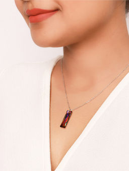 Silberry - 925 Sterling Silver Rainbow Burst Swarovski Pendant with Chain