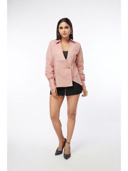 How When Wear - Biege Asymmetric Blazer Top