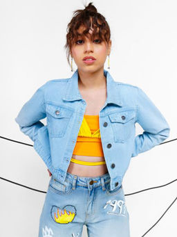 FREAKINS - Blue Cropped Medusa Jacket