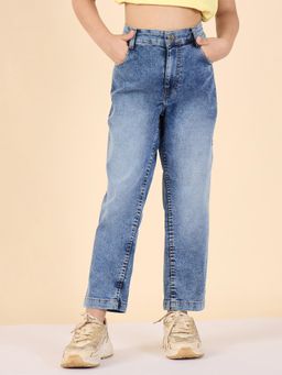 Stylo Bug - Girls Solid Ankle Length Casual Wear Jeans Blue