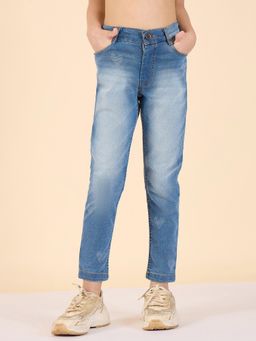 Stylo Bug - Girls Solid Ankle Length Casual Wear Jeans Blue