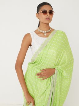 Ancestry - Green Bandhani Printed Saree