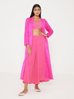 Ancestry - Pink Bandhani Print Co-Ord (Set of 3)