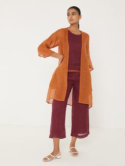 Ancestry - Linen Wine Solid Co-Ord (Set of 3)