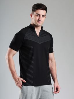 Grow - Black Stylish Aeroflex Zip T-Shirt