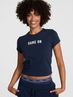 Victoria's Secret - Women Navy Blue Typography T-Shirt