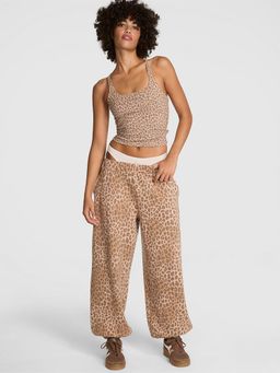 Victoria's Secret - Women Brown Animal Print Oversized Joggers
