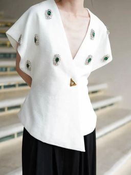 Loveable Creations By Muskan - Women White Embellished Top