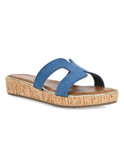 ROCIA - By Regal Denim Blue Women Textured Slip On Sandals