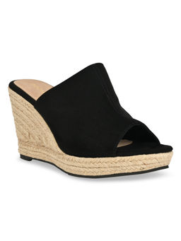ROCIA - By Regal Black Women High Heel Suede Wedges