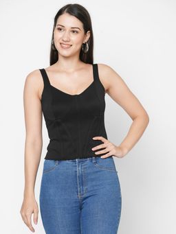 MISH - Black Scuba Corset Tank Top