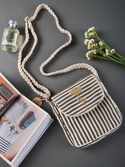 FAVORI - Black Retro Stripe Sling Bag