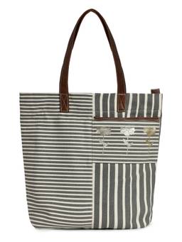 FAVORI - Grey Retro Stripe Tote Bag