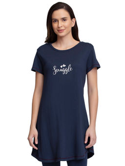 Amante - Round Neck Sleep Tunic Blue