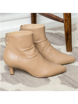 Saint G - Womens Nude Slouch Leather Kitten Heel Ankle Boots