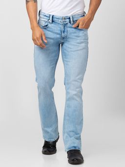 Spykar - Men Ice Blue Cotton Stretch Comfort Fit Regular Length Jeans (Rafter)