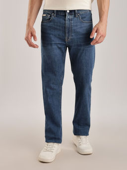 Calvin Klein - Blue Cotton Straight-Fit Mid Rise Jeans