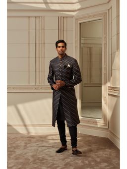 TASVA - Black Printed Sherwani Kurta Churidar