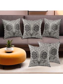 Kuber Industries - Grey Floral Cushion Covers (Pack of 5)