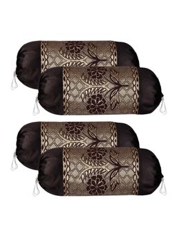 Kuber Industries - Flower Design Golden Brown Bolster Covers (Pack of 4)