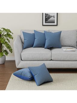 Kuber Industries - Blue Microfiber Square Cushion Covers (Pack of 5)