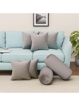 Kuber Industries - Microfiber Zig Zag - Grey Cushion & Bolster Covers