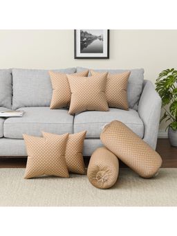 Kuber Industries - Circle - Beige Microfiber Cushion & Bolster Covers