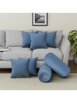 Kuber Industries - Circle - Blue Microfiber Cushion & Bolster Covers