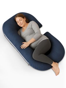 Kuber Industries - Navy Blue Cotton C Shaped Pregnancy Pillow