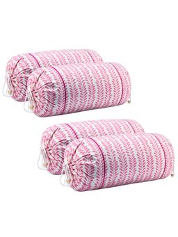 Kuber Industries - Leaf - Pink Bolster Covers (Pack of 4)