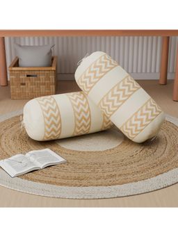 Kuber Industries - Cream Bolster Covers (Pack of 2)