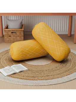 Kuber Industries - Yellow Bolster Covers (Pack of 2)