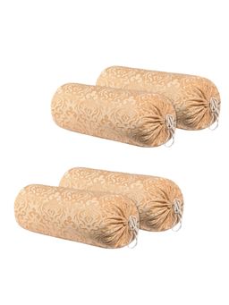 Kuber Industries - Beige Velvet Round Side Bolster Covers (Pack of 4)