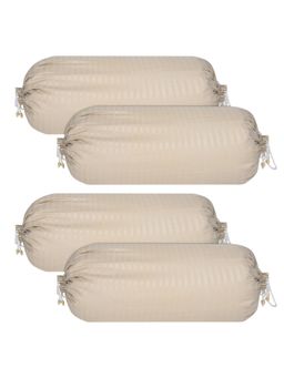 Kuber Industries - Beige Soft Cotton Round Striped Pattern Bolster Covers (Pack of 4)