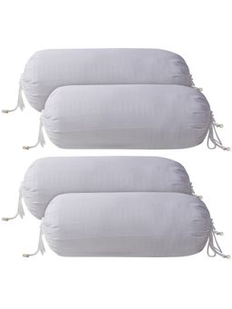 Kuber Industries - White Lining Design Cotton Bolster Covers (Pack of 4)