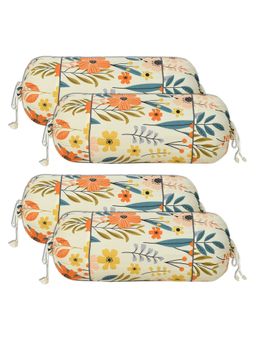 Kuber Industries - Cream Floral Print Cotton Bolster Covers (Pack of 4)