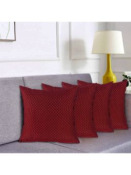 Kuber Industries - Maroon Dot Print Soft Decorative Square Cushion Covers (Pack of 4)