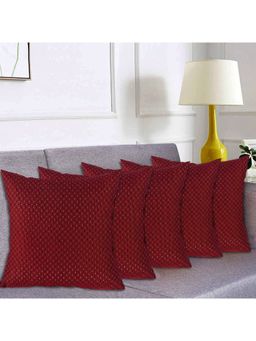 Kuber Industries - Maroon Dot Print Soft Decorative Cushion Covers (Pack of 5)
