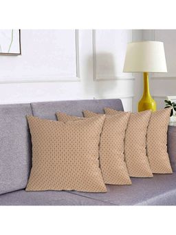 Kuber Industries - Beige Dot Print Soft Decorative Square Cushion Covers (Pack of 4)