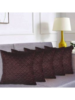 Kuber Industries - Brown Soft Decorative Square Quilting Cushion Covers (Pack of 5)