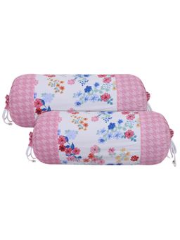 Kuber Industries - Cotton White Floral Print Attractive Bolster Covers (Pack of 2)