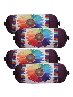 Kuber Industries - Purple Sun Flower Polyester Bolster Covers (Pack of 4)