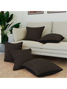 Kuber Industries - Brown Jute Square Couch Cushion Covers (Pack of 5)