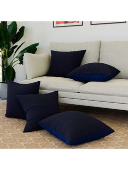 Kuber Industries - Navy Blue Polyester Square Embossed Dot Cushion Covers (Pack of 5)