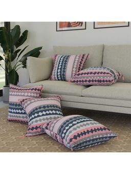 Kuber Industries - Multi-Color Cotton Zig Zag Design Cushion Covers (Pack Of 5)