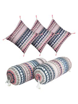 Kuber Industries - Multi-Color Cotton Zig Zag Bolster & Cushion Covers