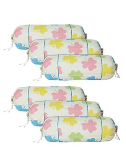 Kuber Industries - Cream Cotton Multi-Flower Bolster Covers (Pack of 6)